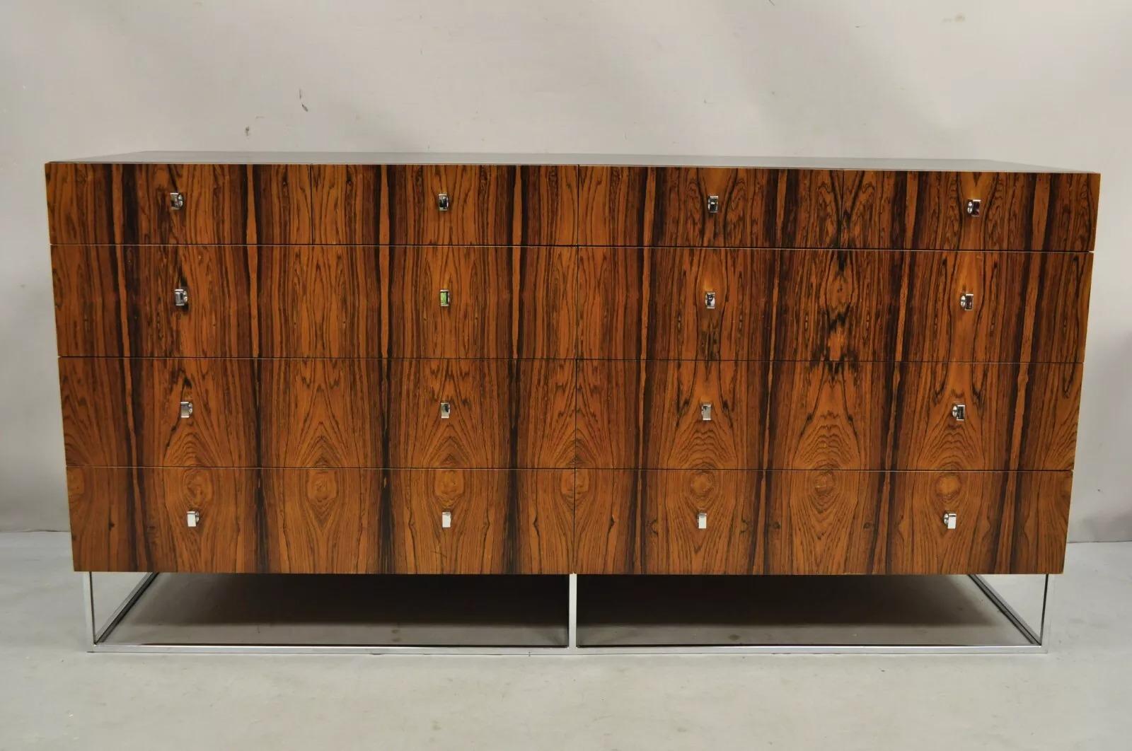 Vintage Rougier Mid Century Danish Modern Rosewood 10 Drawer Credenza Dresser. Circa Mid 20th Century. Measurements: 32