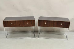 Vintage Rougier Mid Century Danish Modern Rosewood & Chrome Nightstands - a Pair