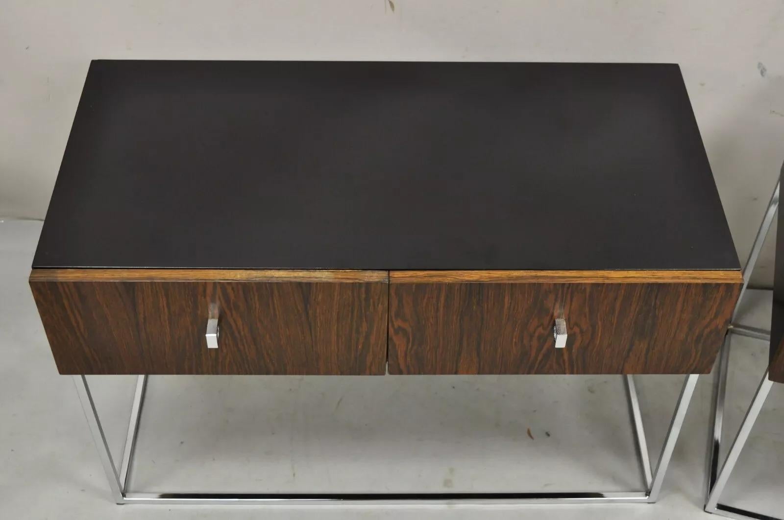 Vintage Rougier Mid Century Danish Modern Rosewood & Chrome Nightstands - a Pair For Sale 2