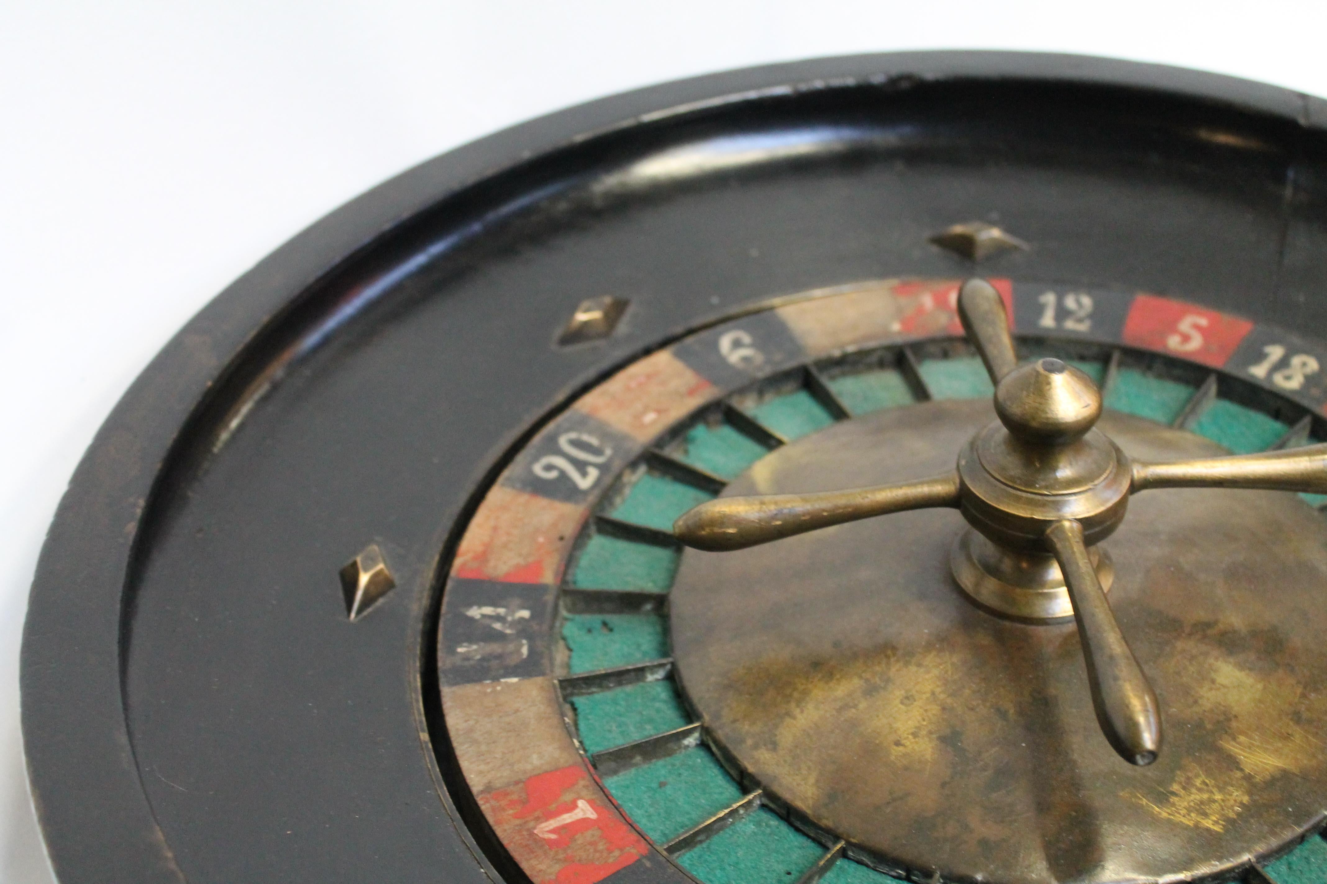 Wood Vintage Roulette Spinning Wheel For Sale