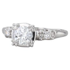 Vintage Round 0.64ctw Diamond Engagement Ring 900 Platinum Size 7.25