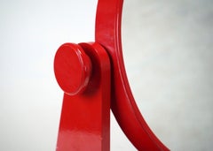 Vintage Round 1980s Red Vanity Mirror - Adjustable Dressing Table Mirror