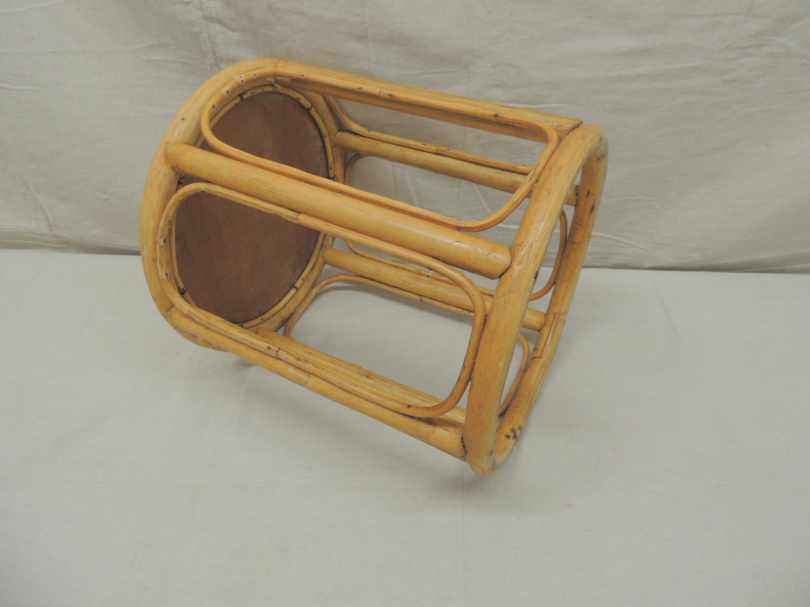 Mid-Century Modern Vintage Round Bamboo Stool or Drinks Table