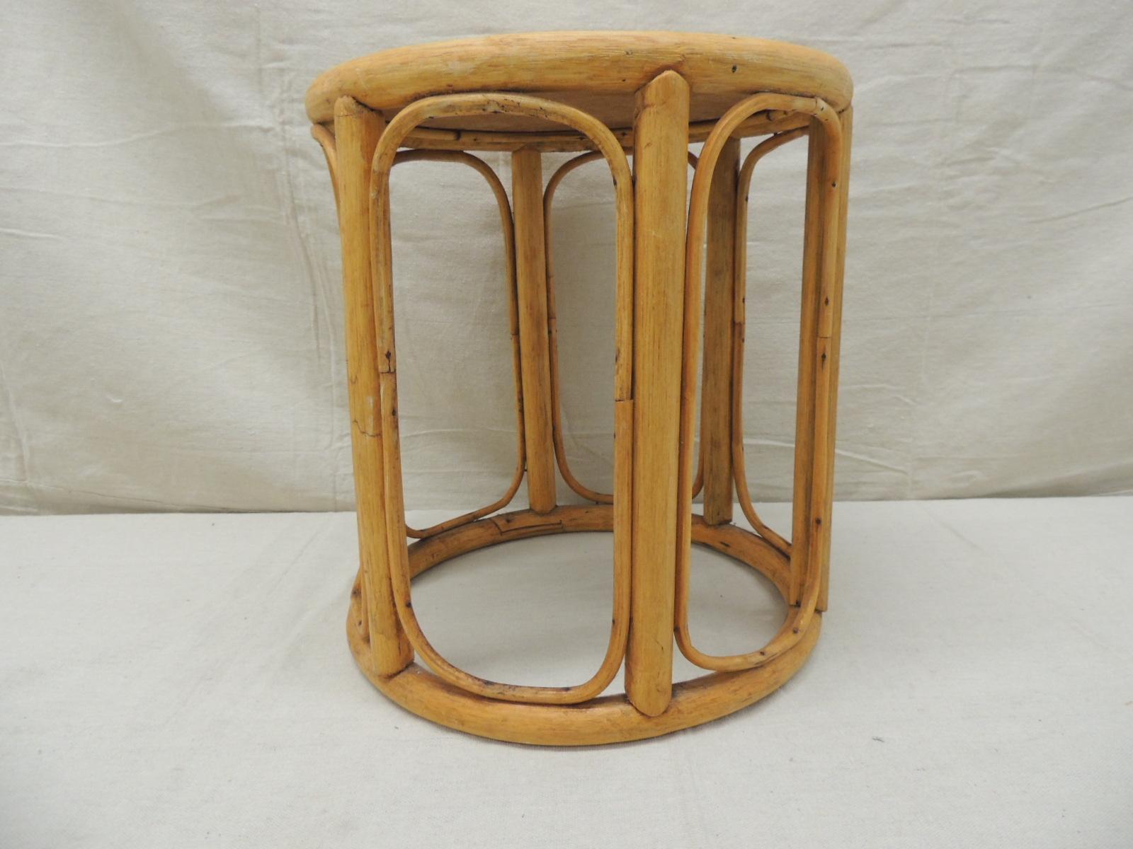 Balinese Vintage Round Bamboo Stool or Drinks Table