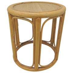 Vintage Round Bamboo Stool or Drinks Table