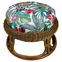 Vintage Round Bamboo Tropical Style Stool