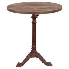 Vintage Round Bistro Table With Iron Pedestal Base, Hungary circa 1900's