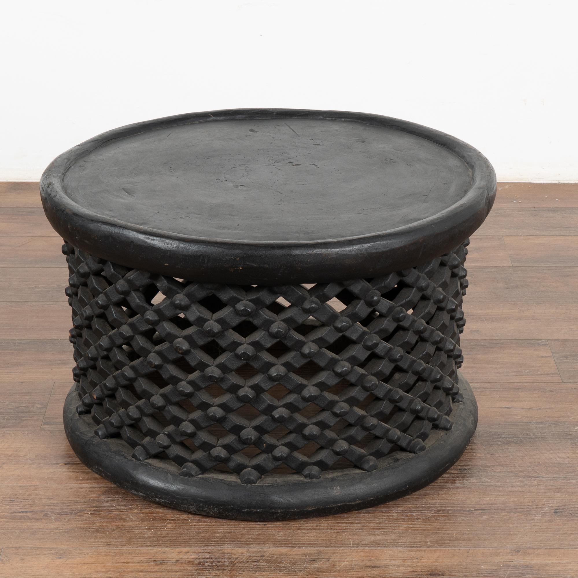 Vintage Round Black Coffee Table from Cameroon, Africa 3