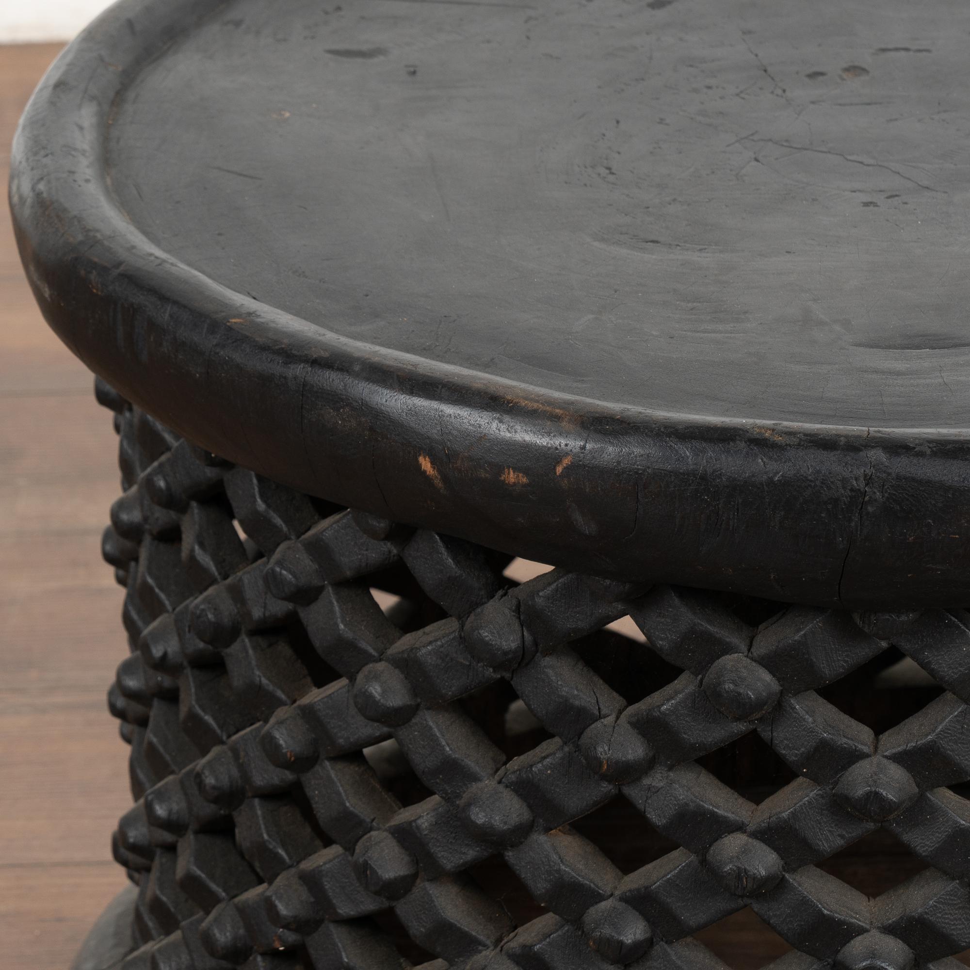 Cameroonian Vintage Round Black Coffee Table from Cameroon, Africa