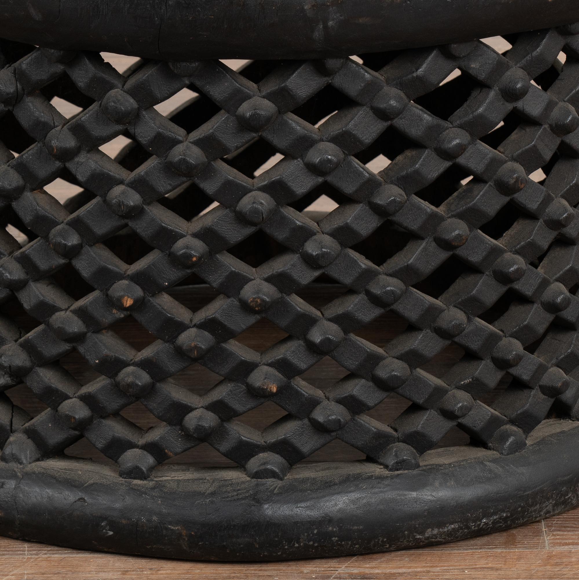 Vintage Round Black Coffee Table from Cameroon, Africa 1