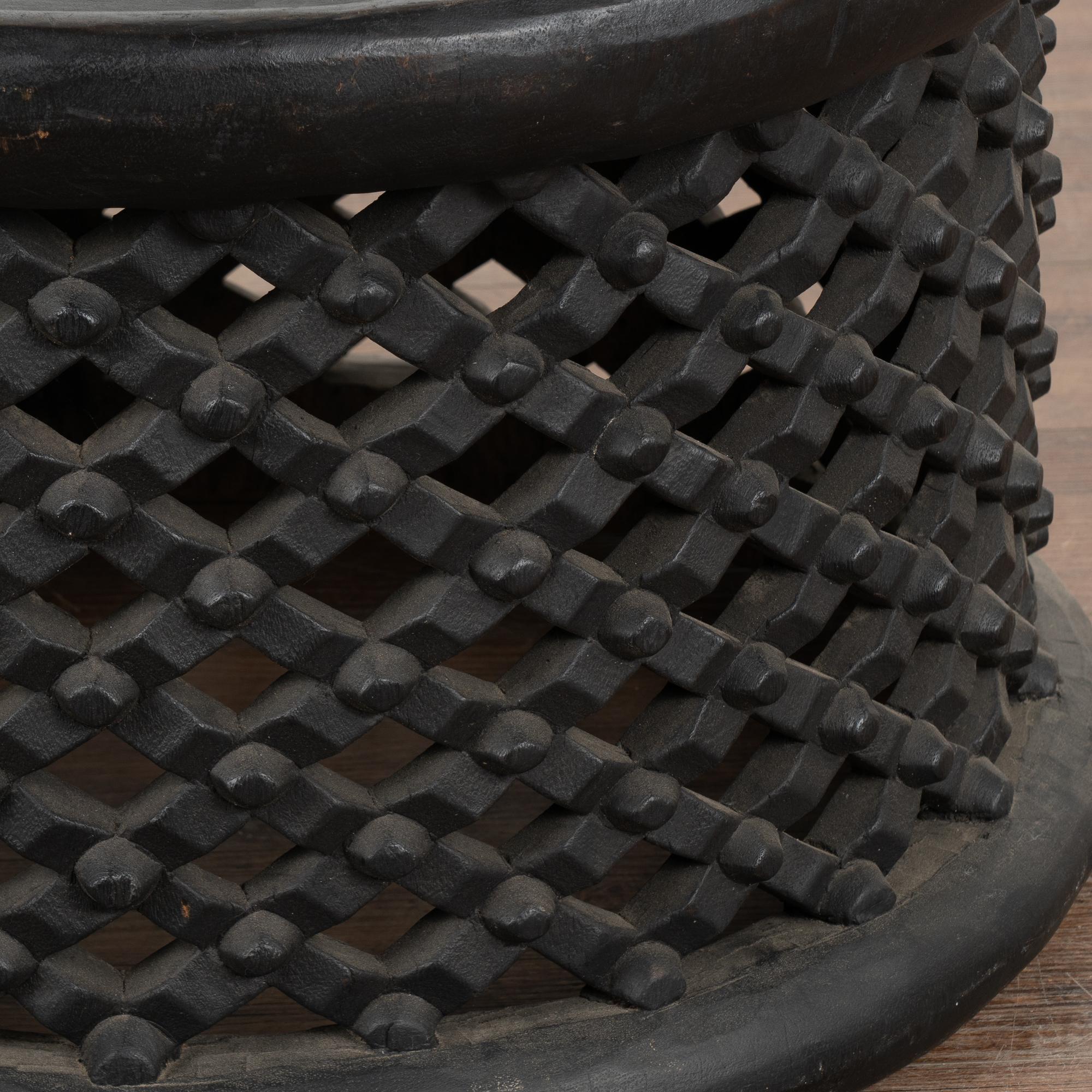 Vintage Round Black Coffee Table from Cameroon, Africa 2