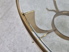 Vintage Round Brass Coffee Table, 1970s
