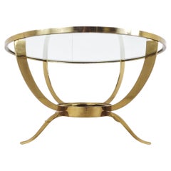 Vintage Round Brass Coffee Table, 1970s