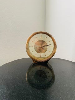 Vintage Round Brass “Floating” Desk Clock by Seiko