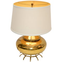 Vintage Round Brass Table Lamp Spider Legs Mid-Century Modern, 1970