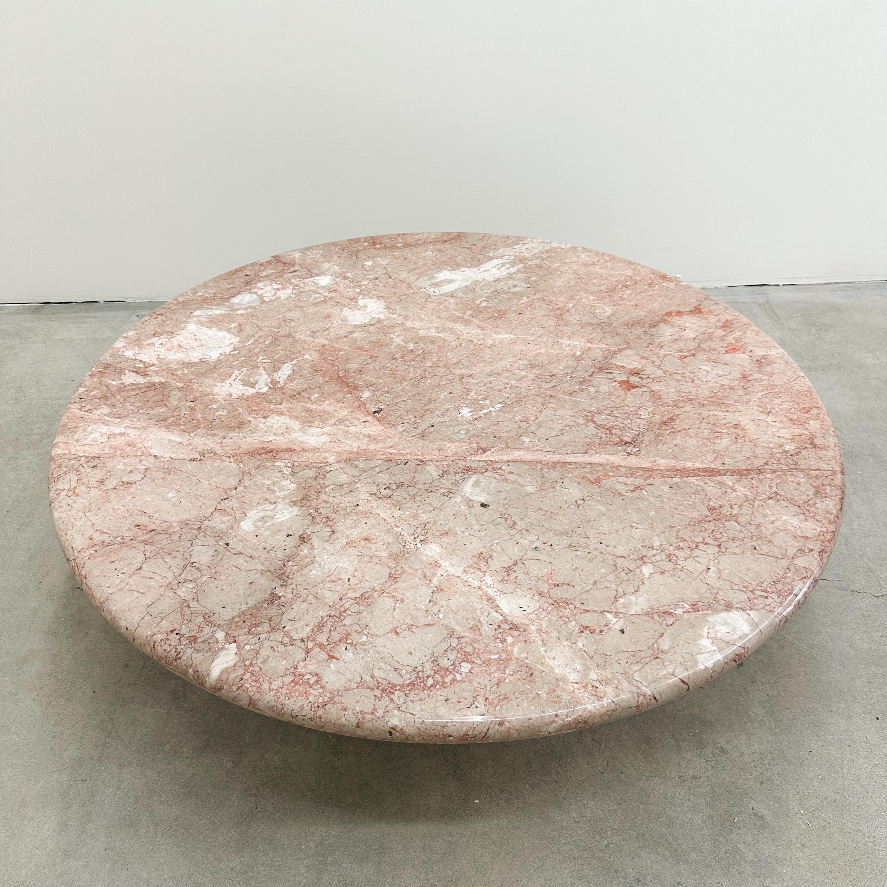 Late 20th Century Vintage Round Breccia Pernice Marble Coffee Table Stone 70s 80s