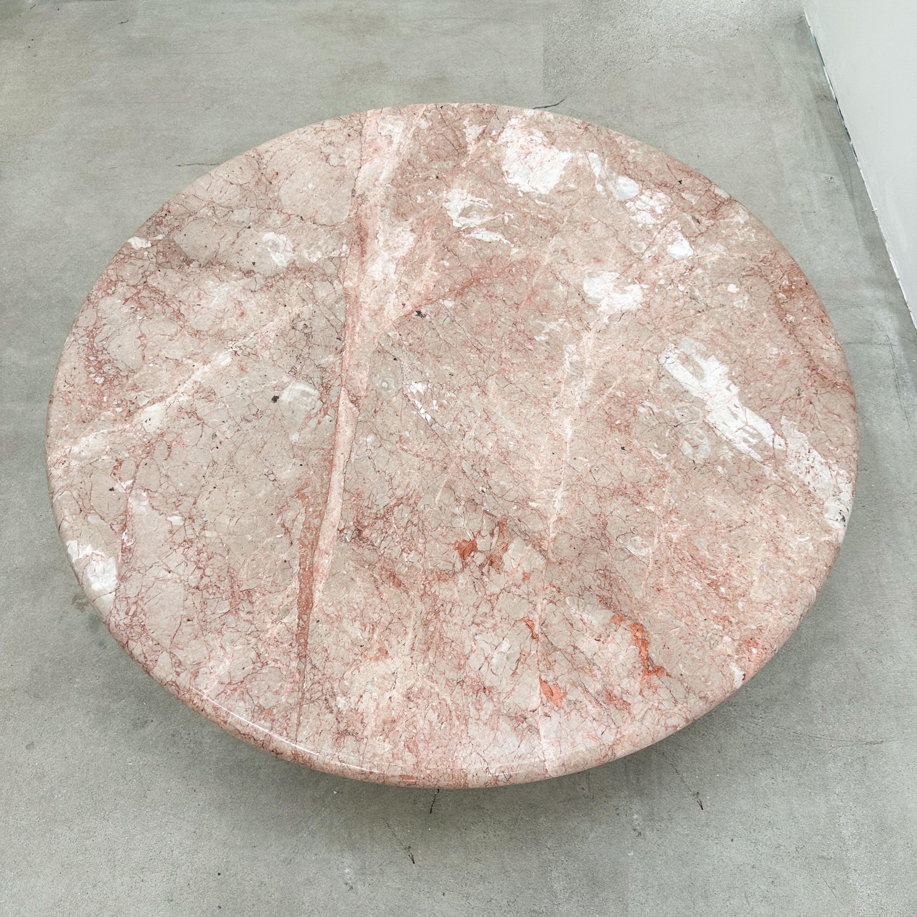 Vintage Round Breccia Pernice Marble Coffee Table Stone 70s 80s 1