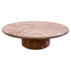 Vintage Round Breccia Pernice Marble Coffee Table Stone 70s 80s