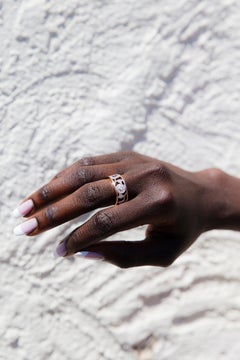 Vintage Round Brilliant Cut Diamond Filigree Band Ring in 9 Carat Rose Gold