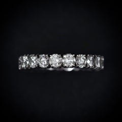 Vintage Round Brilliant Cut Diamond Full Eternity Ring in 14K White Gold 1990s
