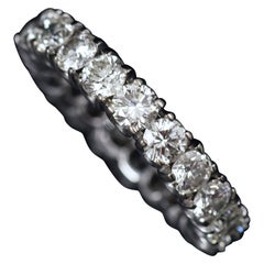 Vintage Round Brilliant Cut Diamond Full Eternity Ring in 14K Weißgold 1990er Jahre