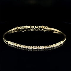 Vintage Round Brilliant Cut Diamond Gold Tennis Line Bracelet Estate
