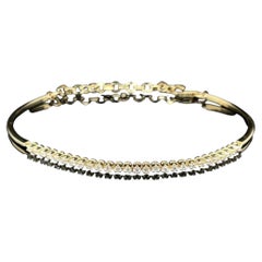Vintage Round Brilliant Cut Diamond Gold Tennis Line Bracelet Estate