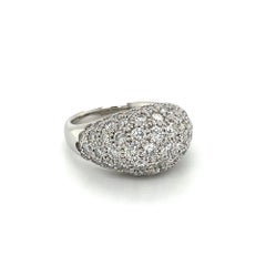 Vintage Round Brilliant Cut Pave Diamond Dome Platinum Ring