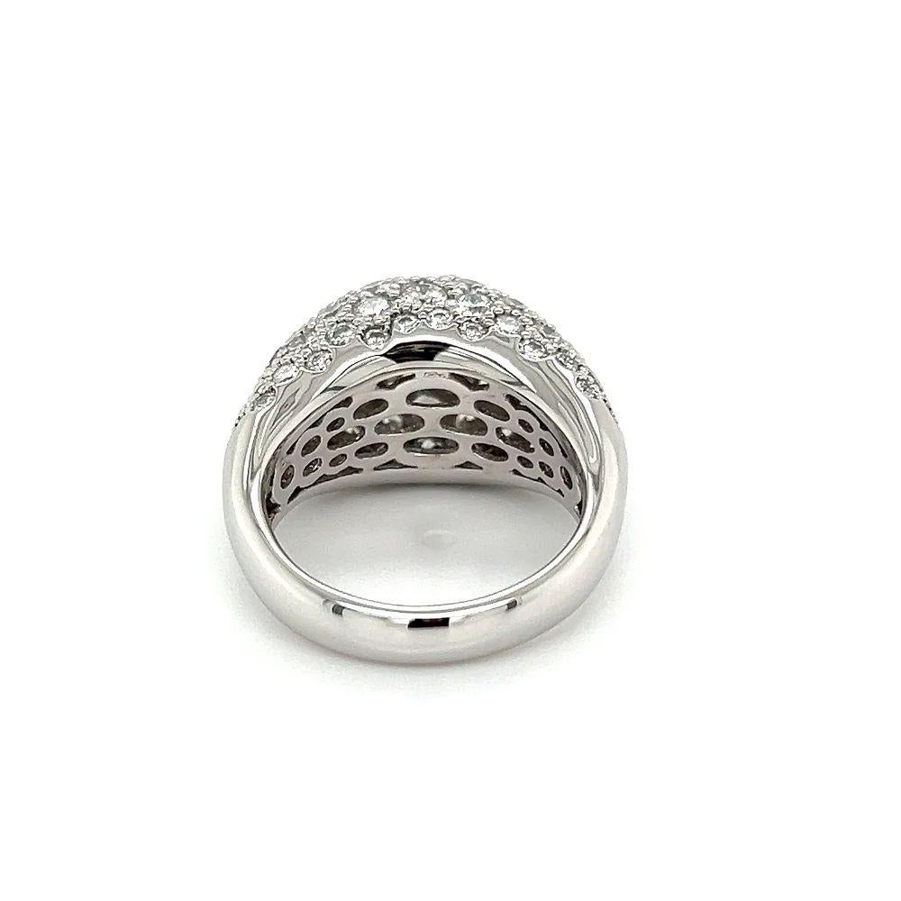 Women's Vintage Round Brilliant Cut Pave Diamond Dome Platinum Ring For Sale