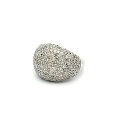 Vintage Round Brilliant Cut Pave Diamond Dome Statement Gold Ring Estate