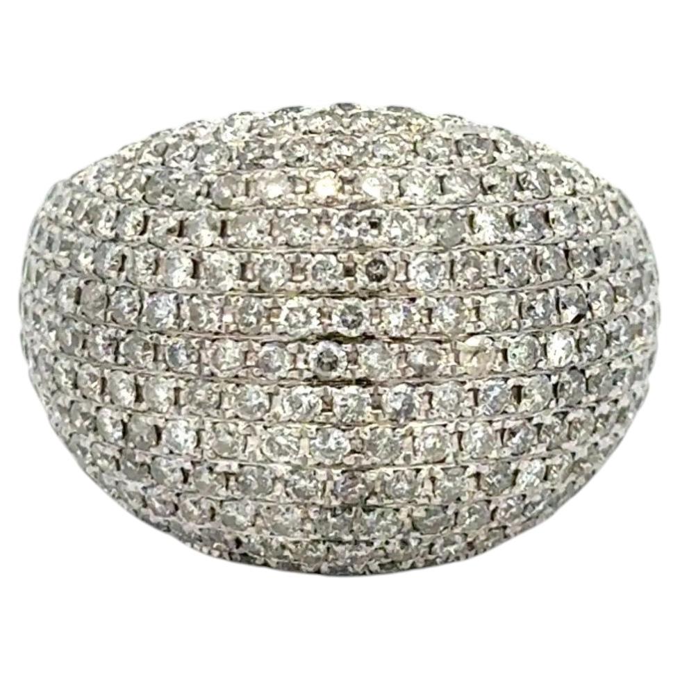 Vintage Round Brilliant Cut Pave Diamond Dome Statement Gold Ring Estate