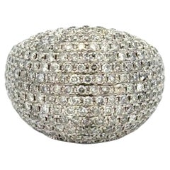 Vintage Round Brilliant Cut Pave Diamond Dome Statement Gold Ring Estate