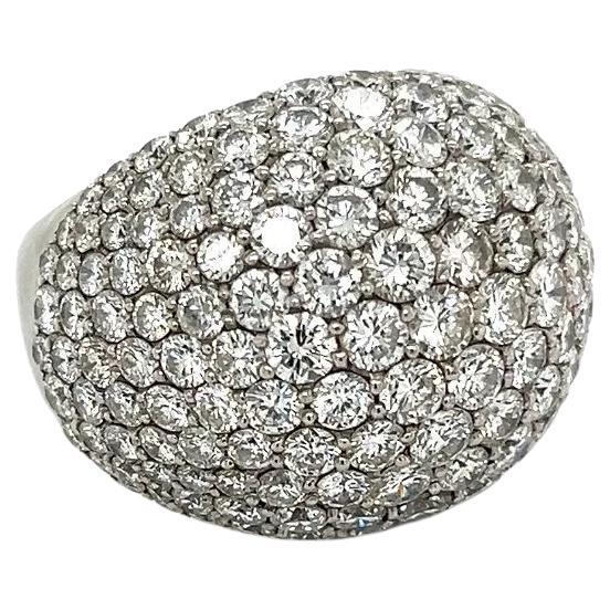 Simply Beautiful! Vintage Pave Diamond Dome 20.5mm Platinum Cocktail Ring. Securely Hand set with Round Brilliant Cut Diamonds, weighing approx. 7.39tcw. Hand crafted Platinum mounting. Ring size 7.25, we offer ring resizing. The ring epitomizes
