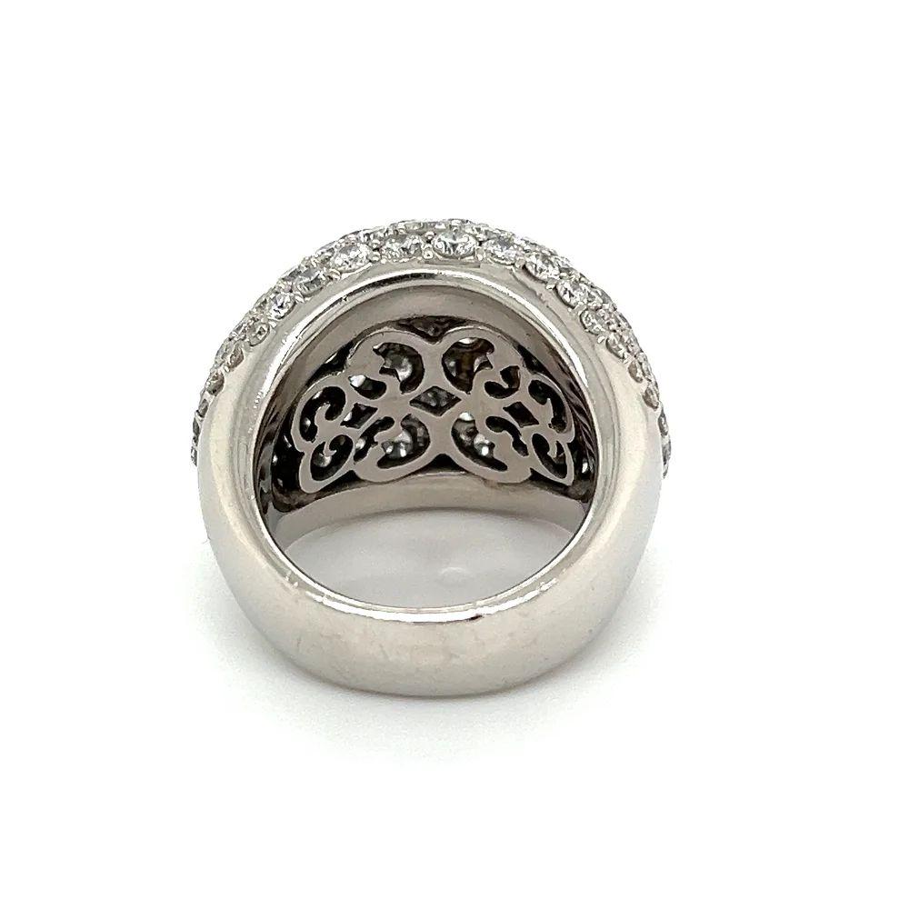 Women's Vintage Round Brilliant Cut Pave Diamond Dome Statement Platinum Ring For Sale