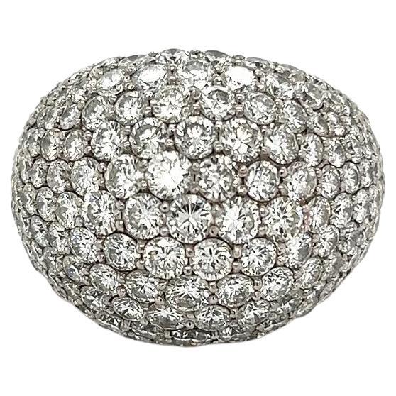 Vintage Round Brilliant Cut Pave Diamond Dome Statement Platinum Ring