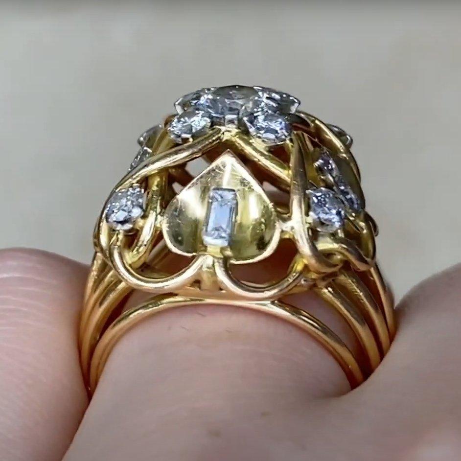 Bague de fiançailles vintage à diamants ronds et brillants (environ 0,5 carats), or jaune Excellent état - En vente à New York, NY