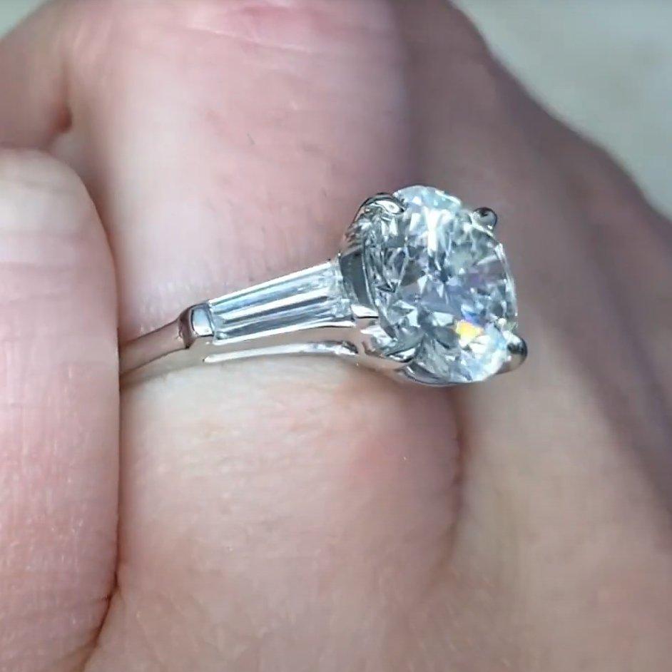 Anillo de compromiso de diamante brillante redondo vintage (GIA aprox. 3,00 quilates) Corte redondo en venta