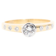Runder Brillant-Diamant-Verlobungsring 18 Karat Gelbgold mit Rub Over
