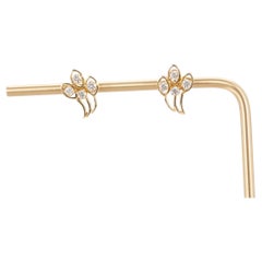 Vintage Round Brilliant Diamonds in 18k Yellow Gold Earrings