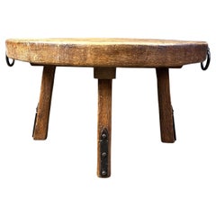 Vintage round brutalist coffee table, 1960s