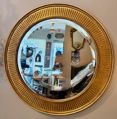 Vintage Round Carved & Water Gilded Sheffield Mirror by J.Robert Scott.