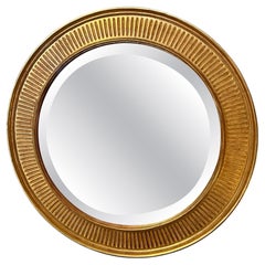 Vintage Round Carved & Water Gilded Sheffield Mirror by J.Robert Scott.