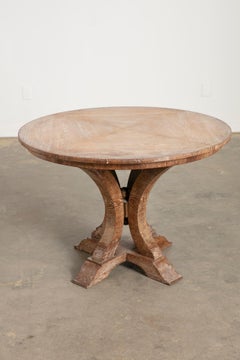 Vintage Round Cerused Oak Center Table