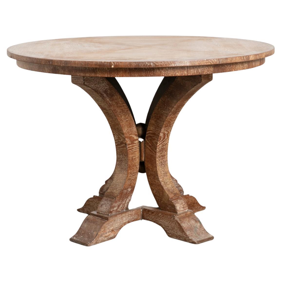 Vintage Round Cerused Oak Center Table