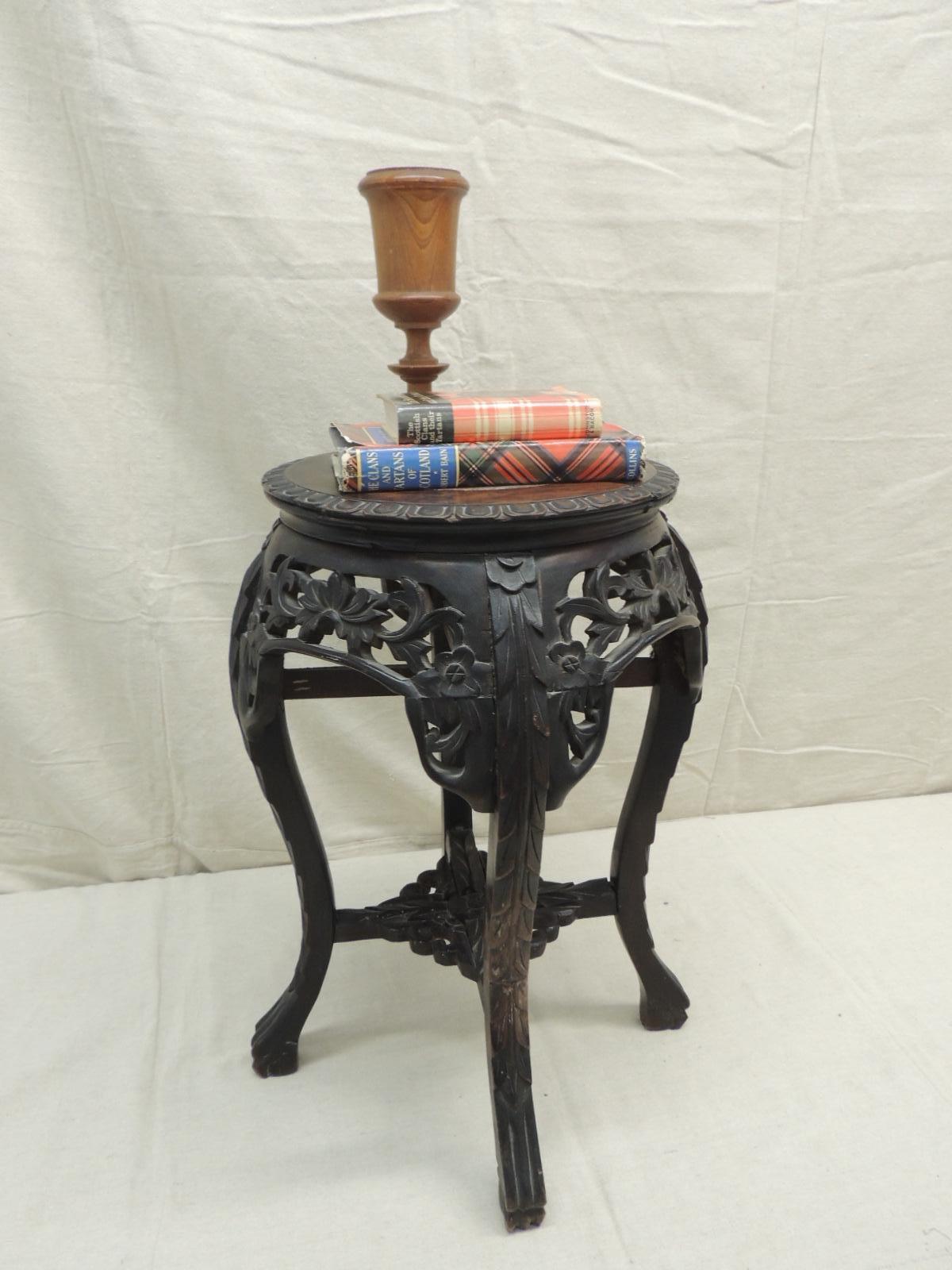 Teak Vintage Round Chinese Export Table or Stand