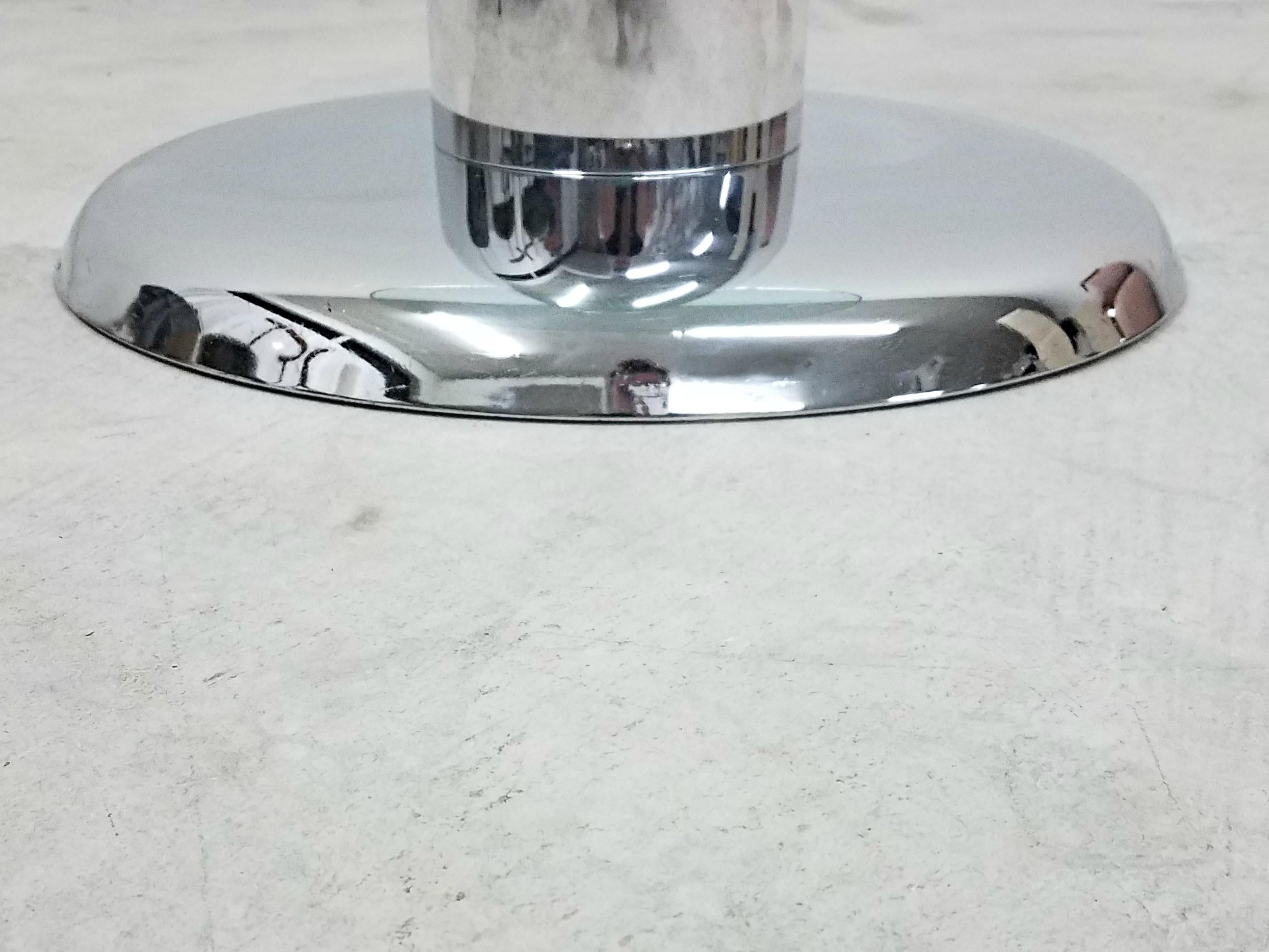 20th Century Vintage Round Chrome and Glass Center Table For Sale