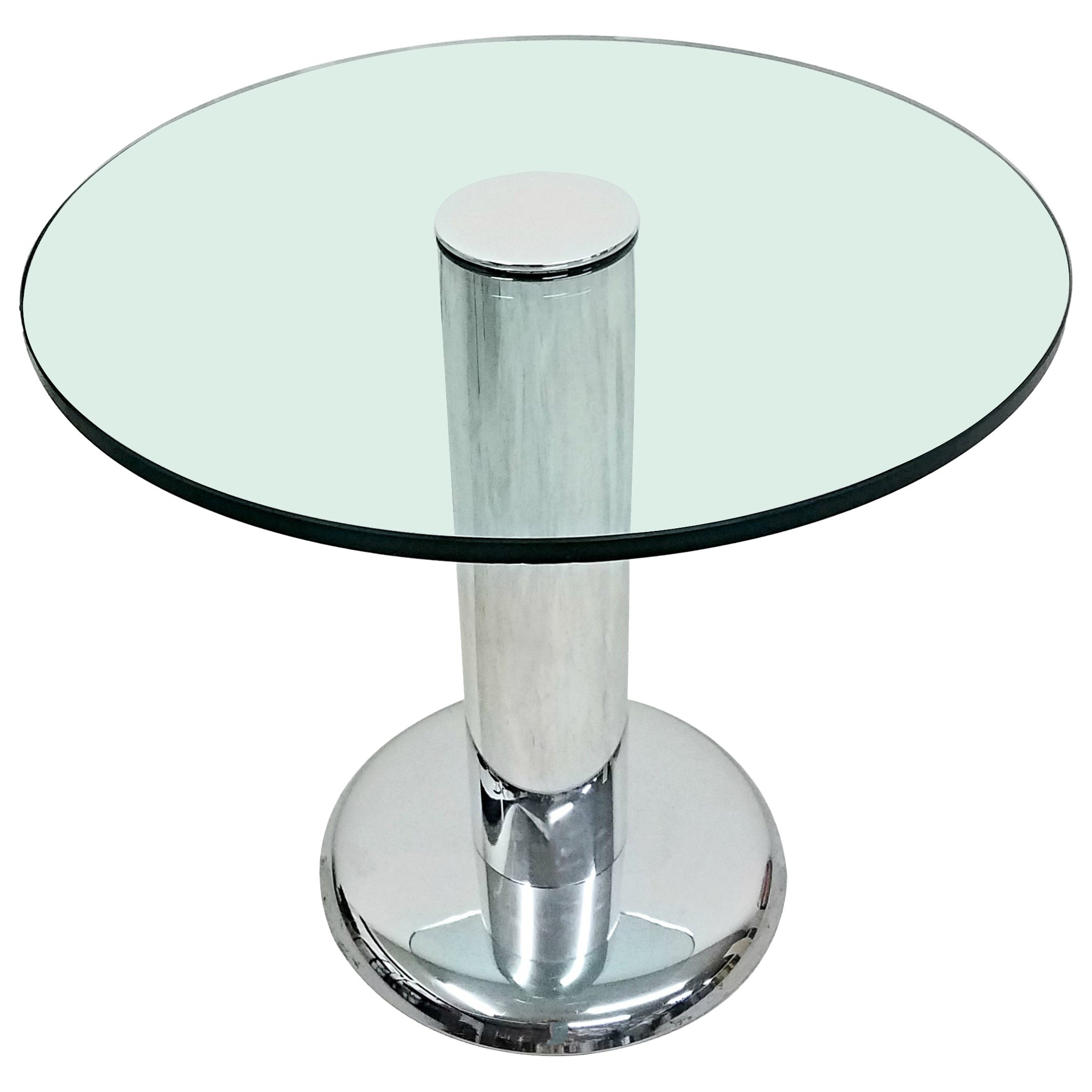 Vintage Round Chrome and Glass Center Table