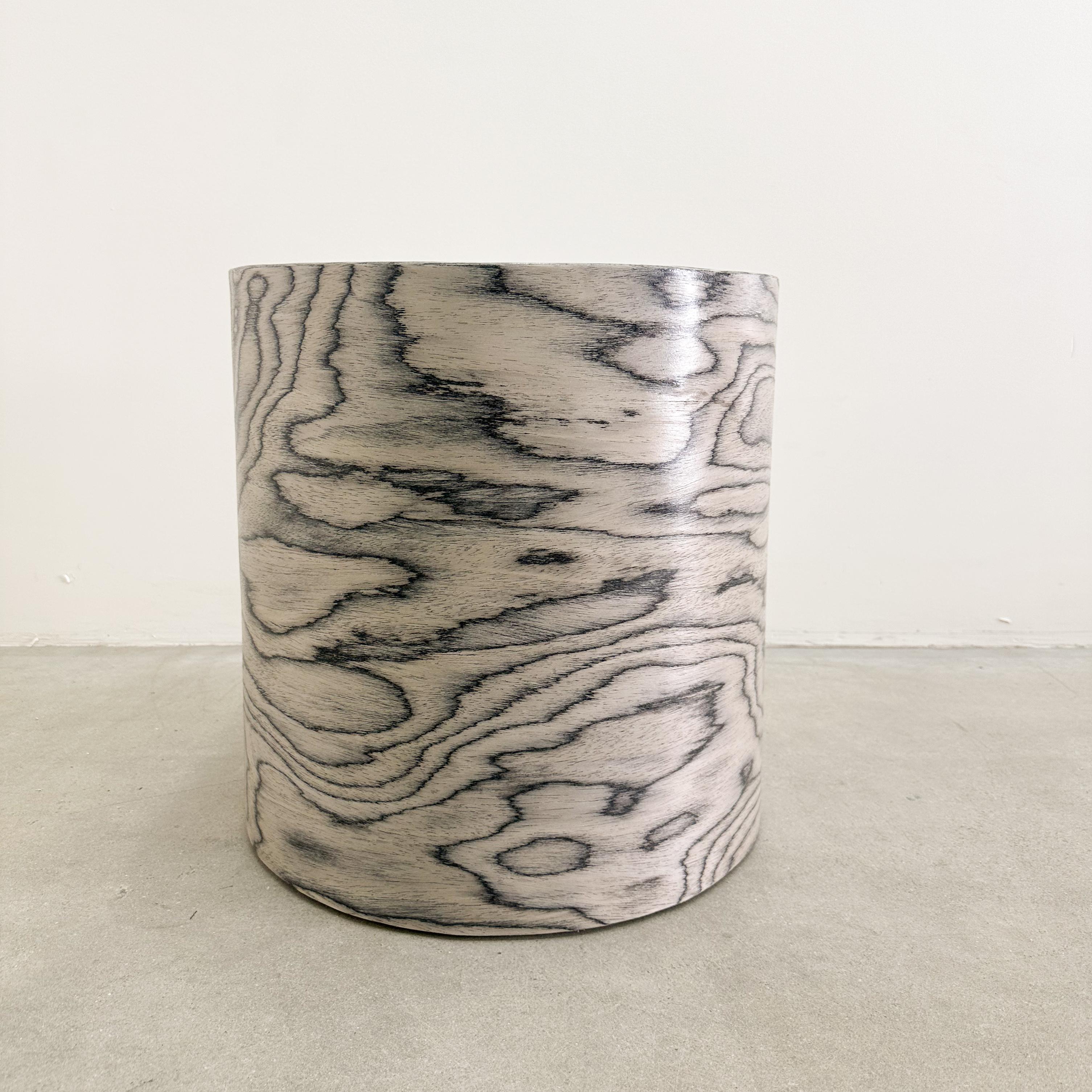 Post-Modern Vintage Round Cocktail Table Ettore Sottsass Veneer Side Table Postmodern 80s