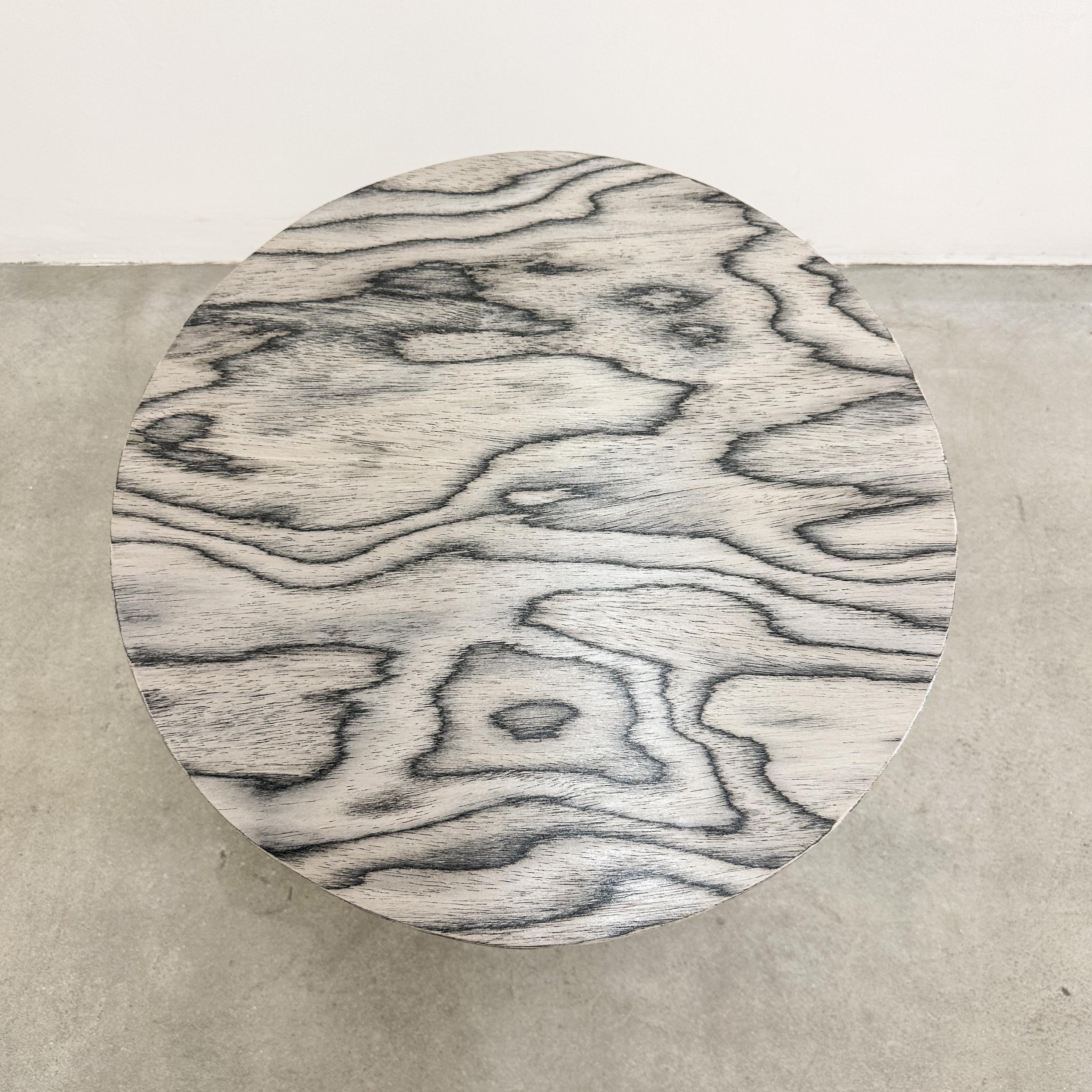Vintage Round Cocktail Table Ettore Sottsass Veneer Side Table Postmodern 80s 1