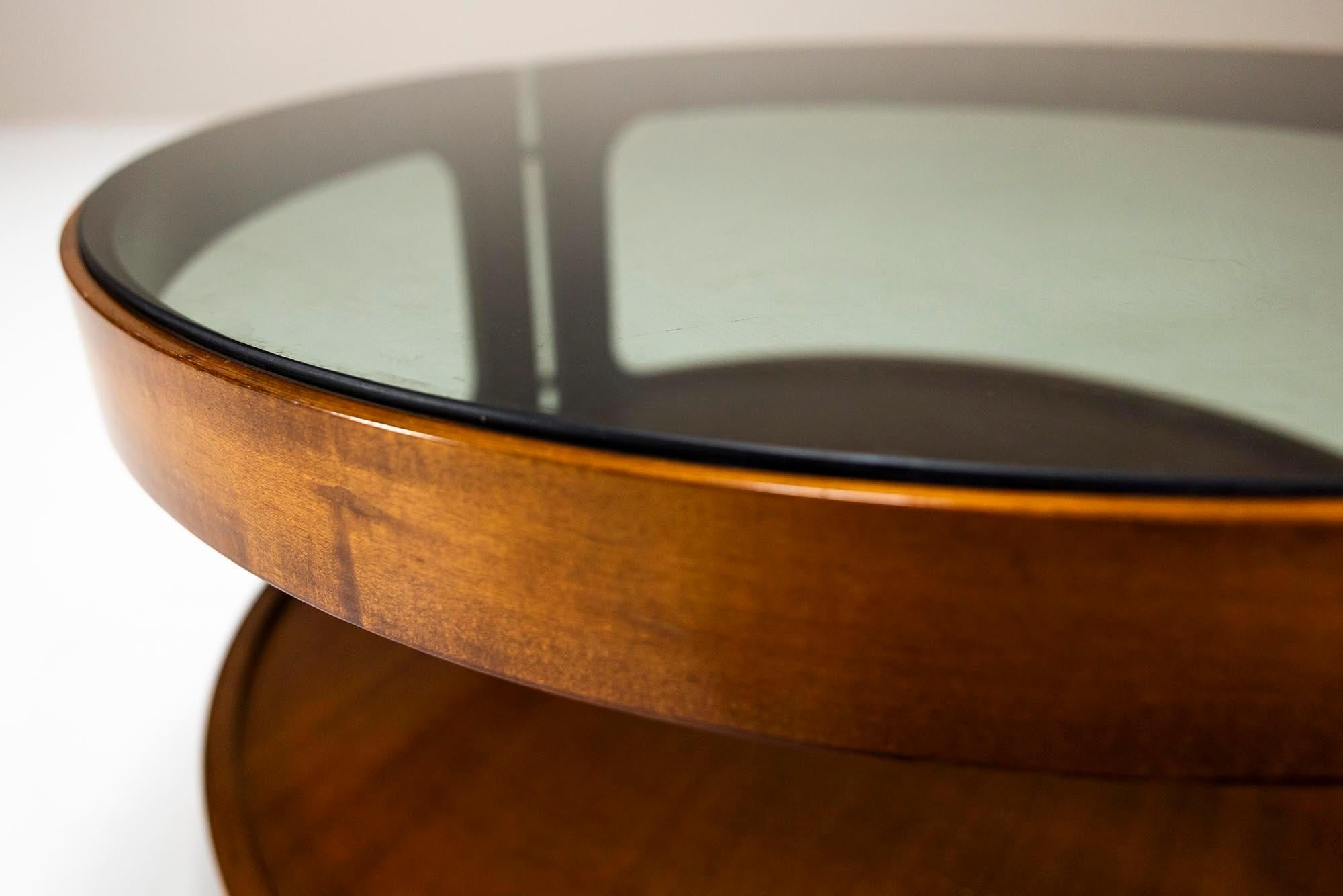 Vintage Round Coffee Table in Teak and Glass, Italy 1960s 6